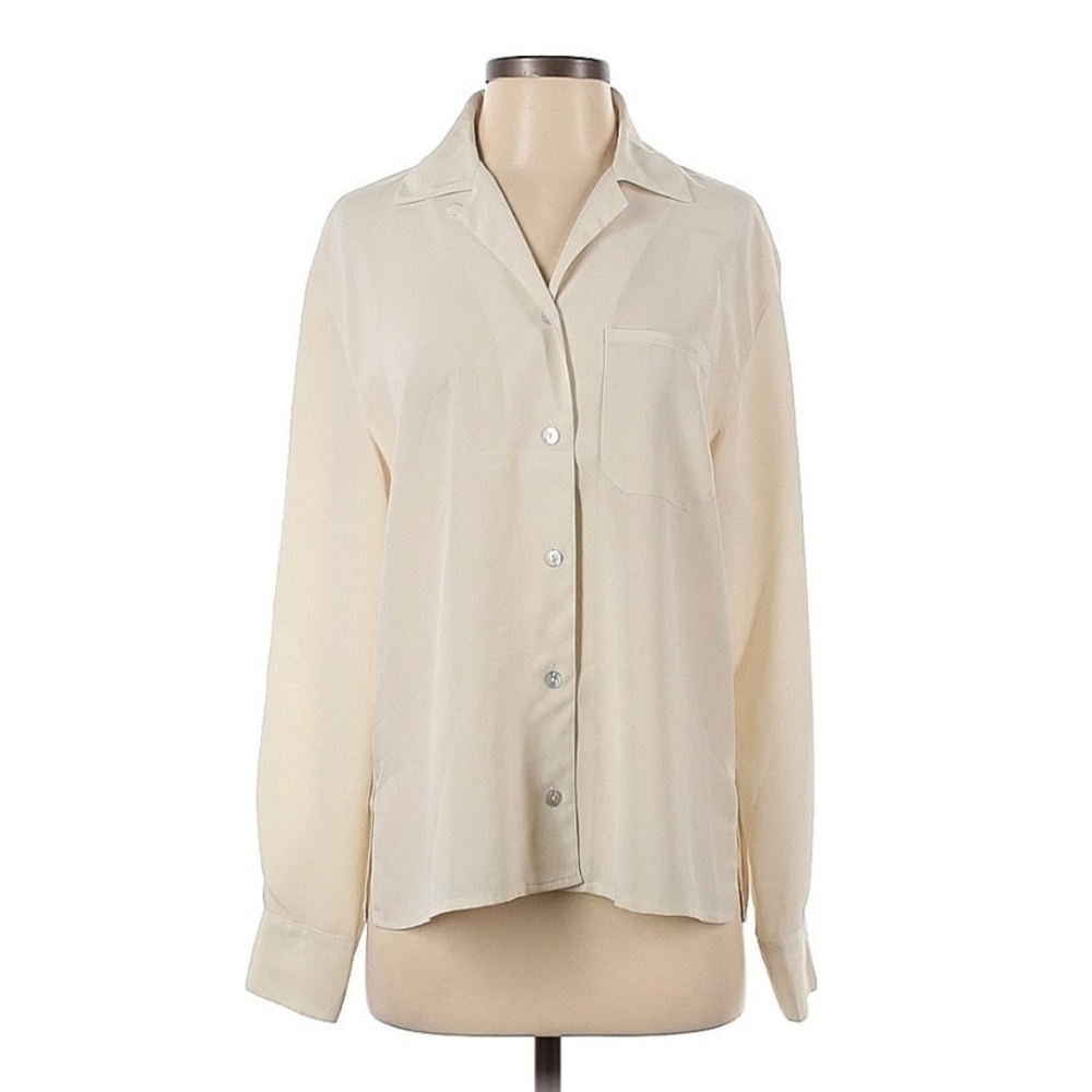 Verse Ivory Long Sleeve Button Down Blouse Size 6